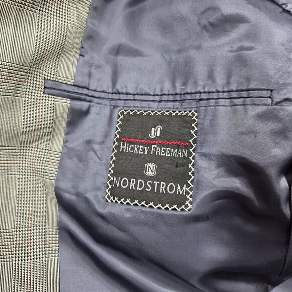 Vintage Hickey Freeman Sport Coat Mens 42R Gray Glen Plaid Wool Blazer Jacket - Picture 7 of 14